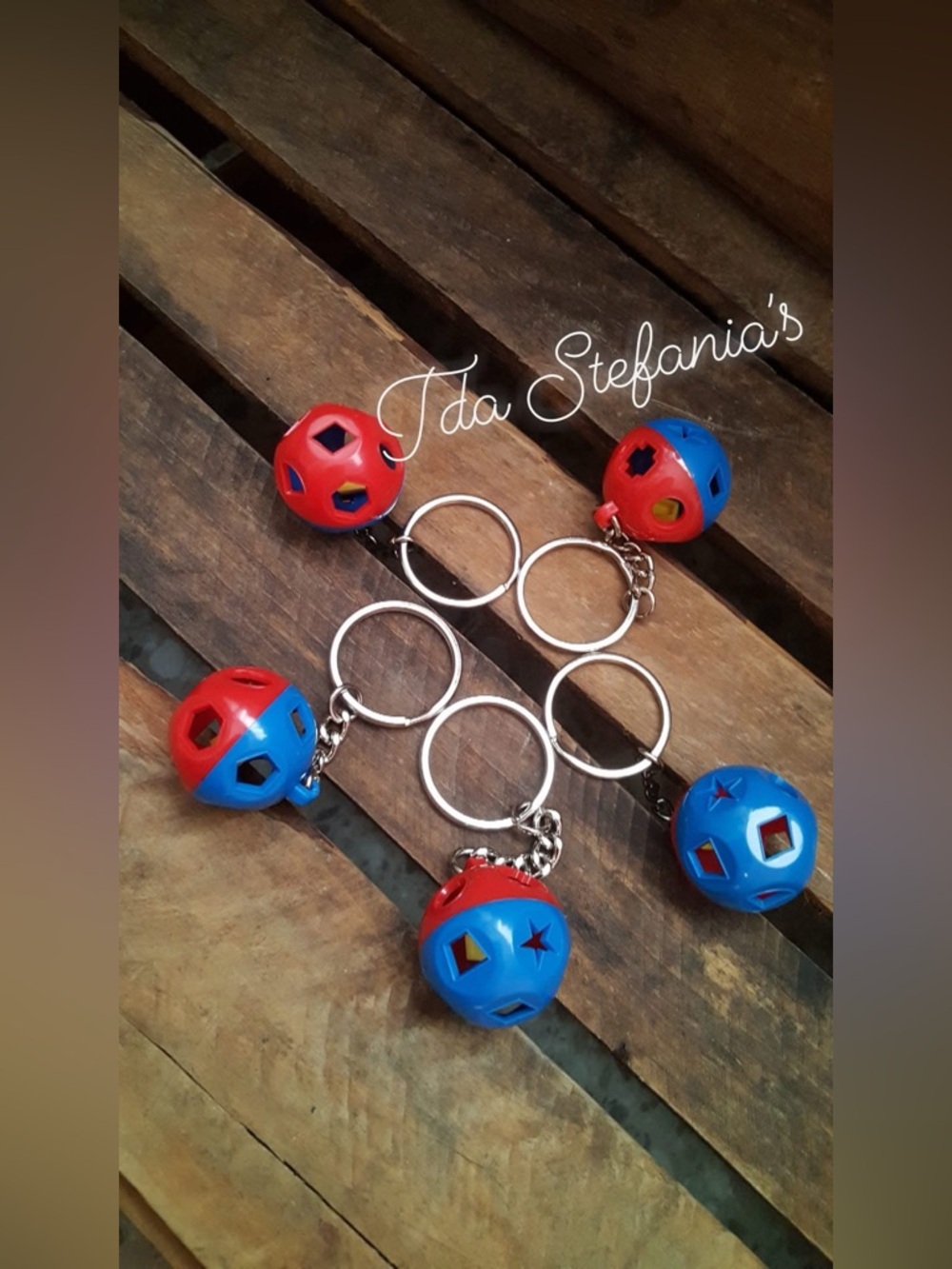 Tupperware Keychain Shape O Ball Red Blue Miniature 6pcs